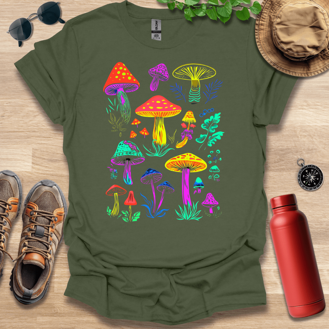 Neon Mushroom Garden T-Shirt