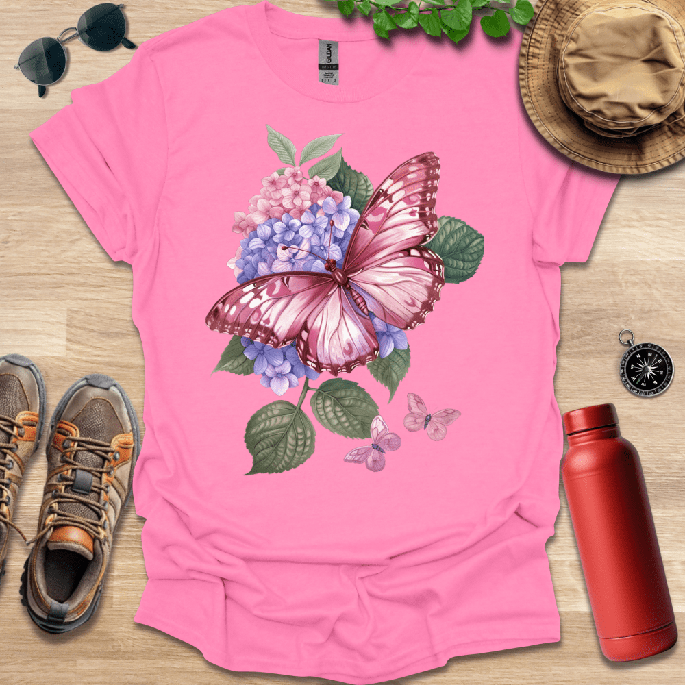 Graceful Pink Butterfly T-Shirt