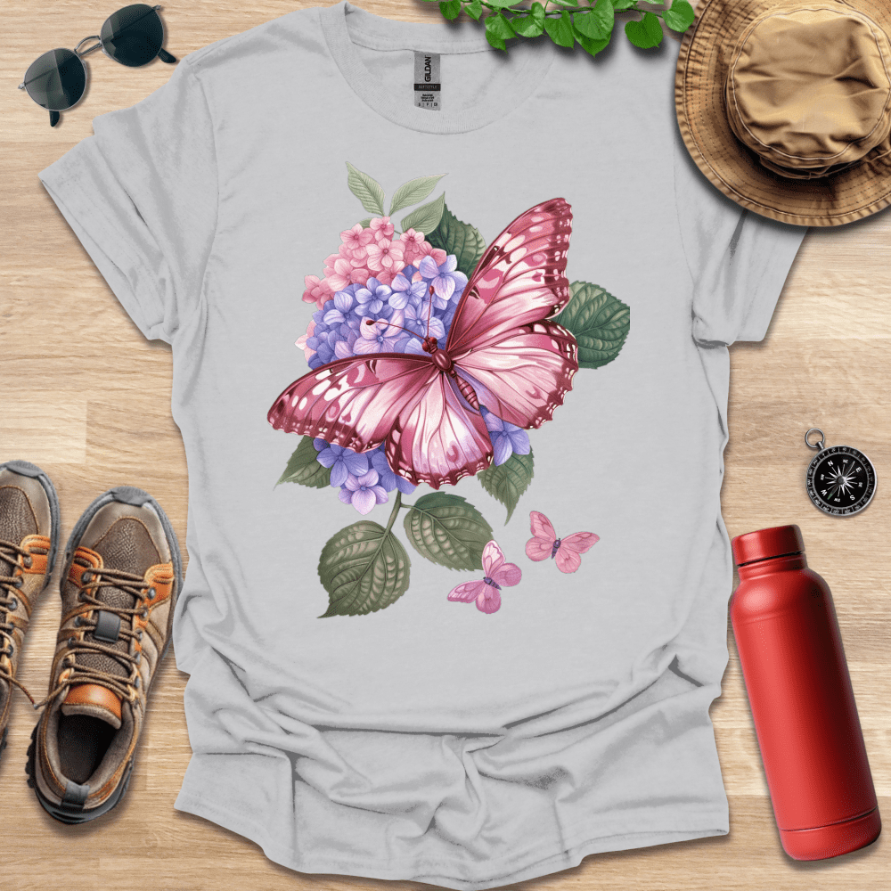 Graceful Pink Butterfly T-Shirt
