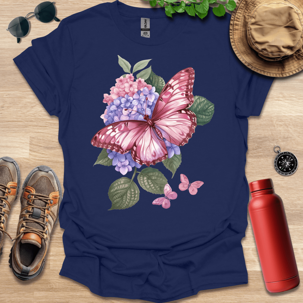 Graceful Pink Butterfly T-Shirt