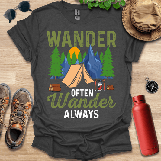 a t - shirt that says wander often