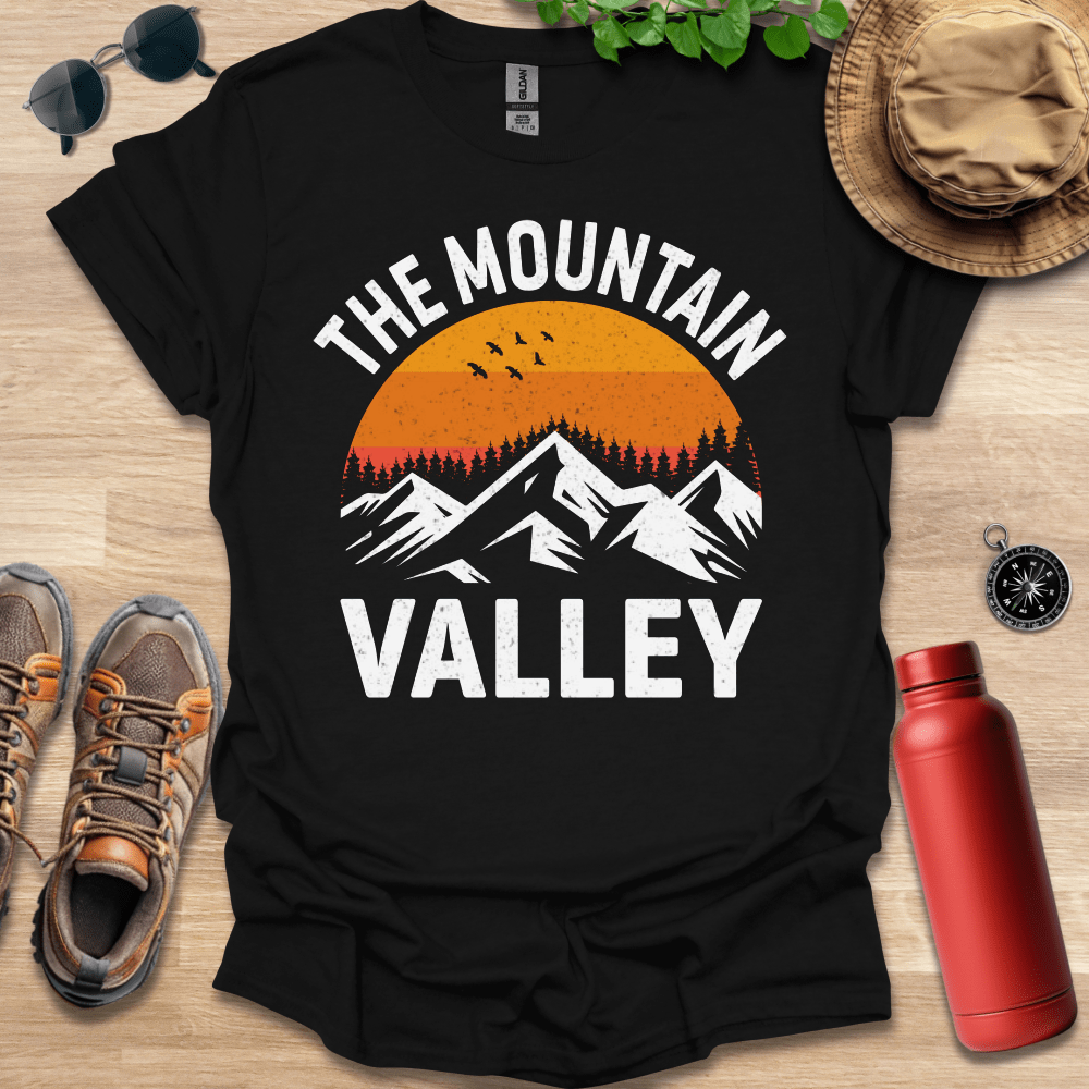 a black shirt with the words the mountain valley on it