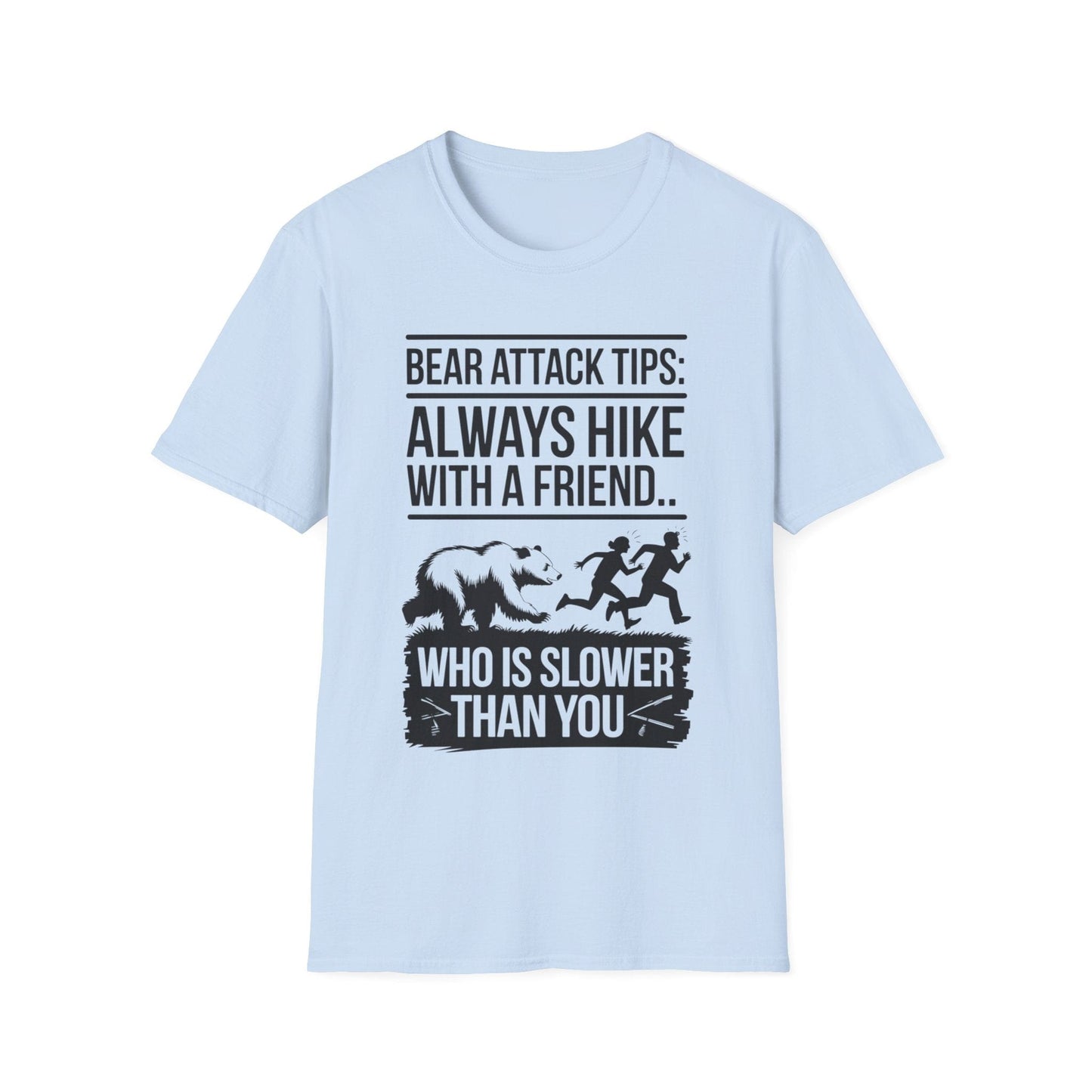 Funny Hiking Tips Unisex T-Shirt - Bear Attack Design