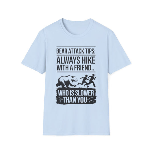 Funny Hiking Tips Unisex T-Shirt - Bear Attack Design