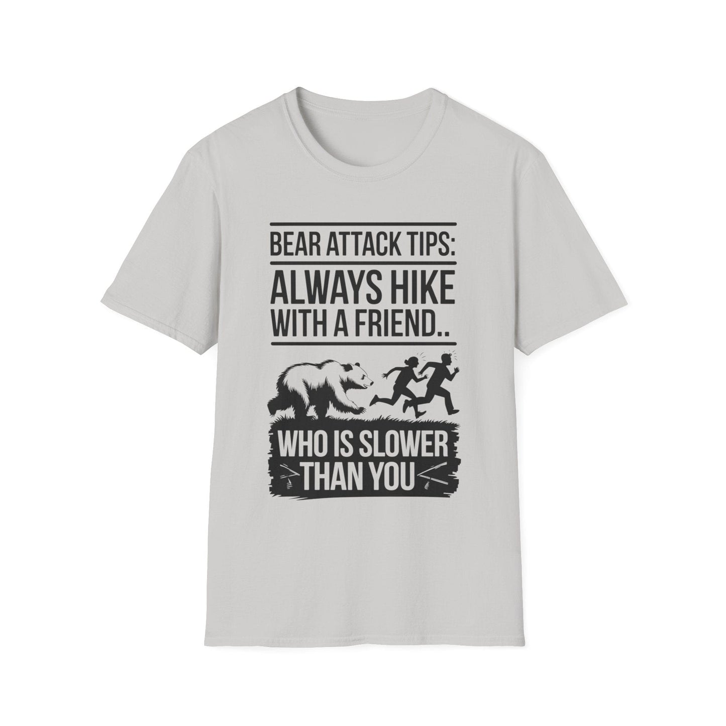 Funny Hiking Tips Unisex T-Shirt - Bear Attack Design