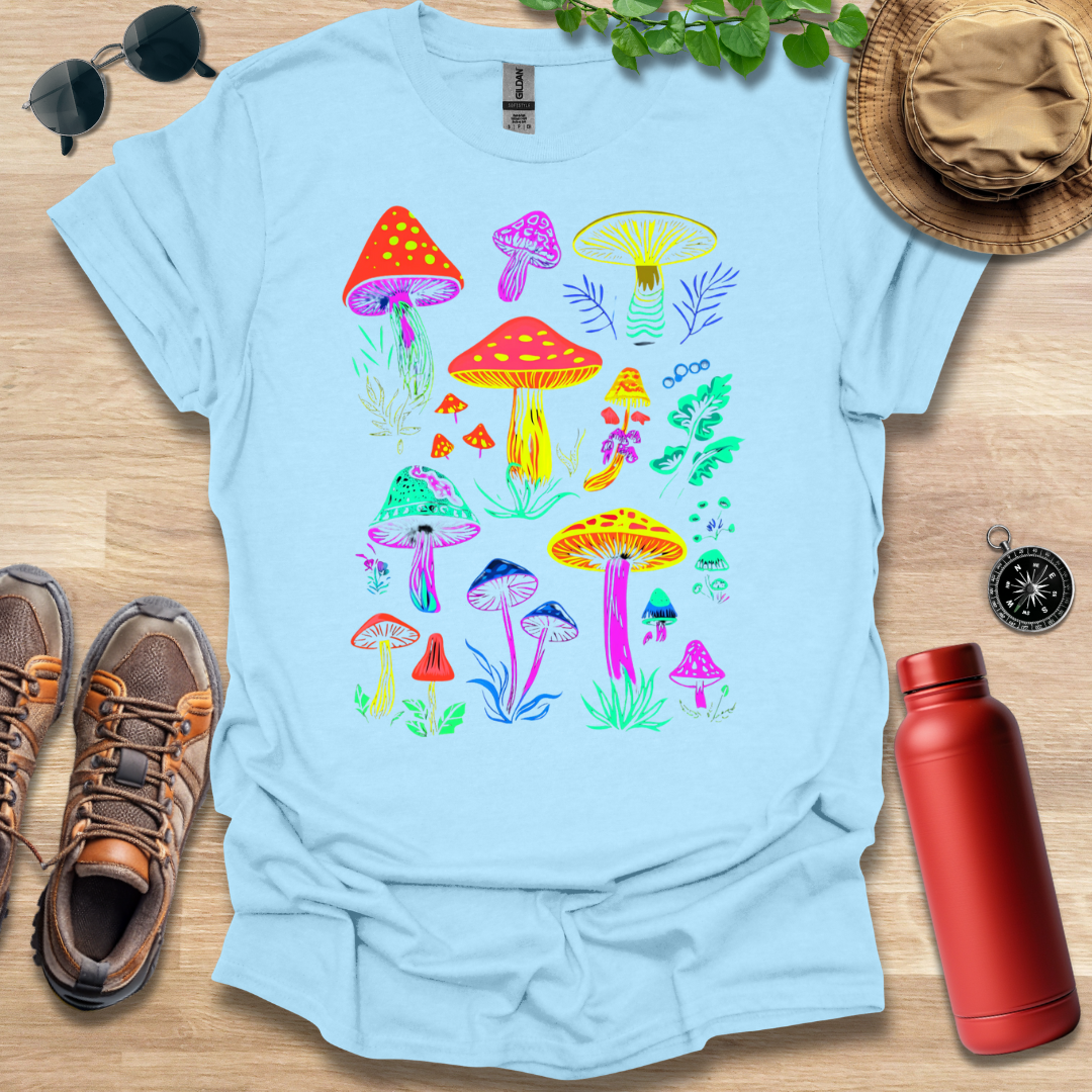 Neon Mushroom Garden T-Shirt