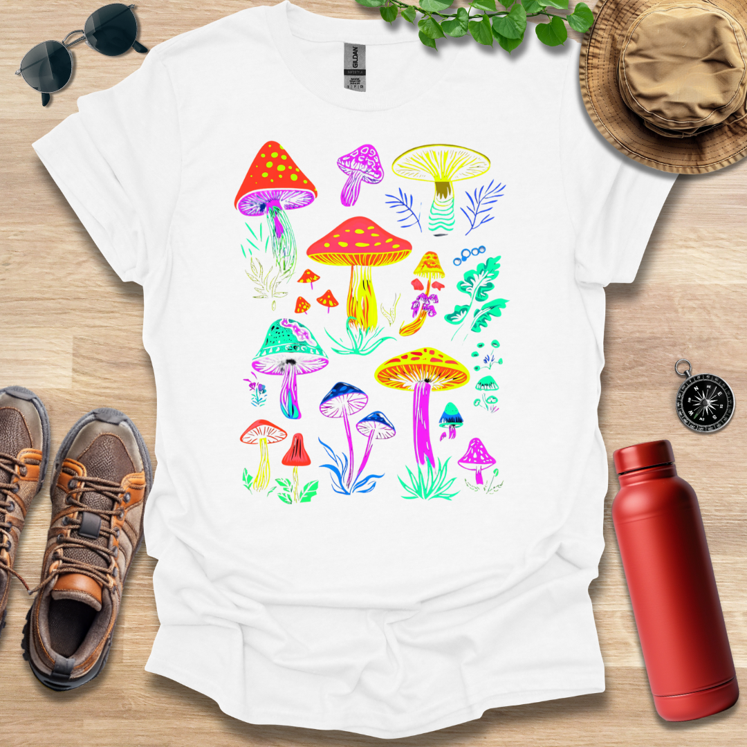 Neon Mushroom Garden T-Shirt