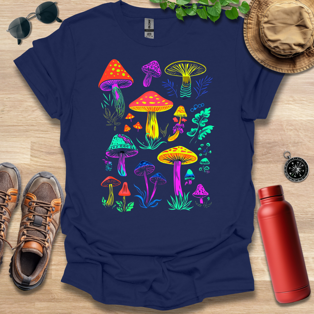 Neon Mushroom Garden T-Shirt