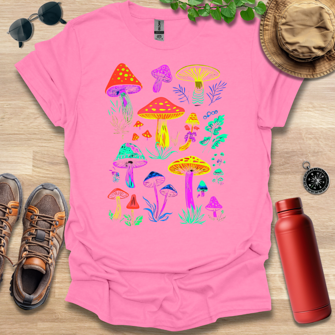 Neon Mushroom Garden T-Shirt