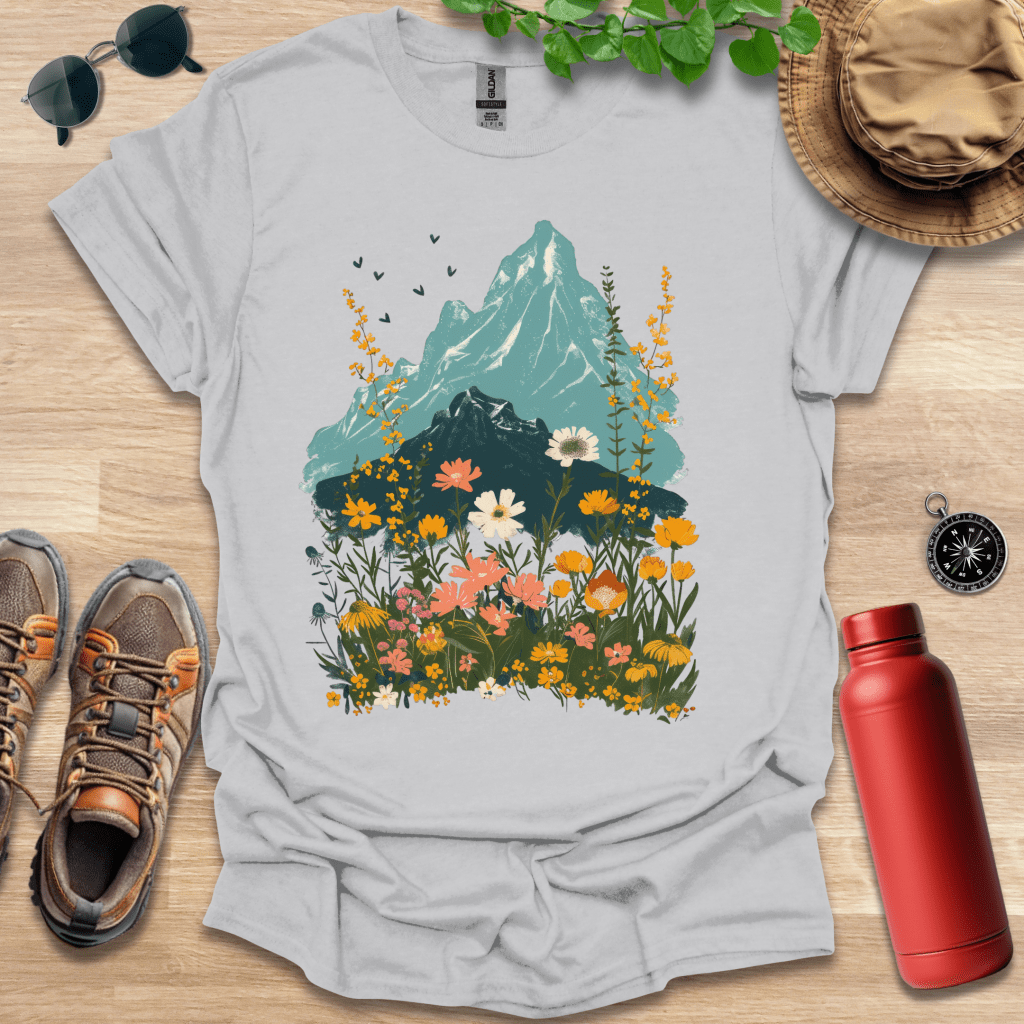 Serene Mountain Flowers T-Shirt