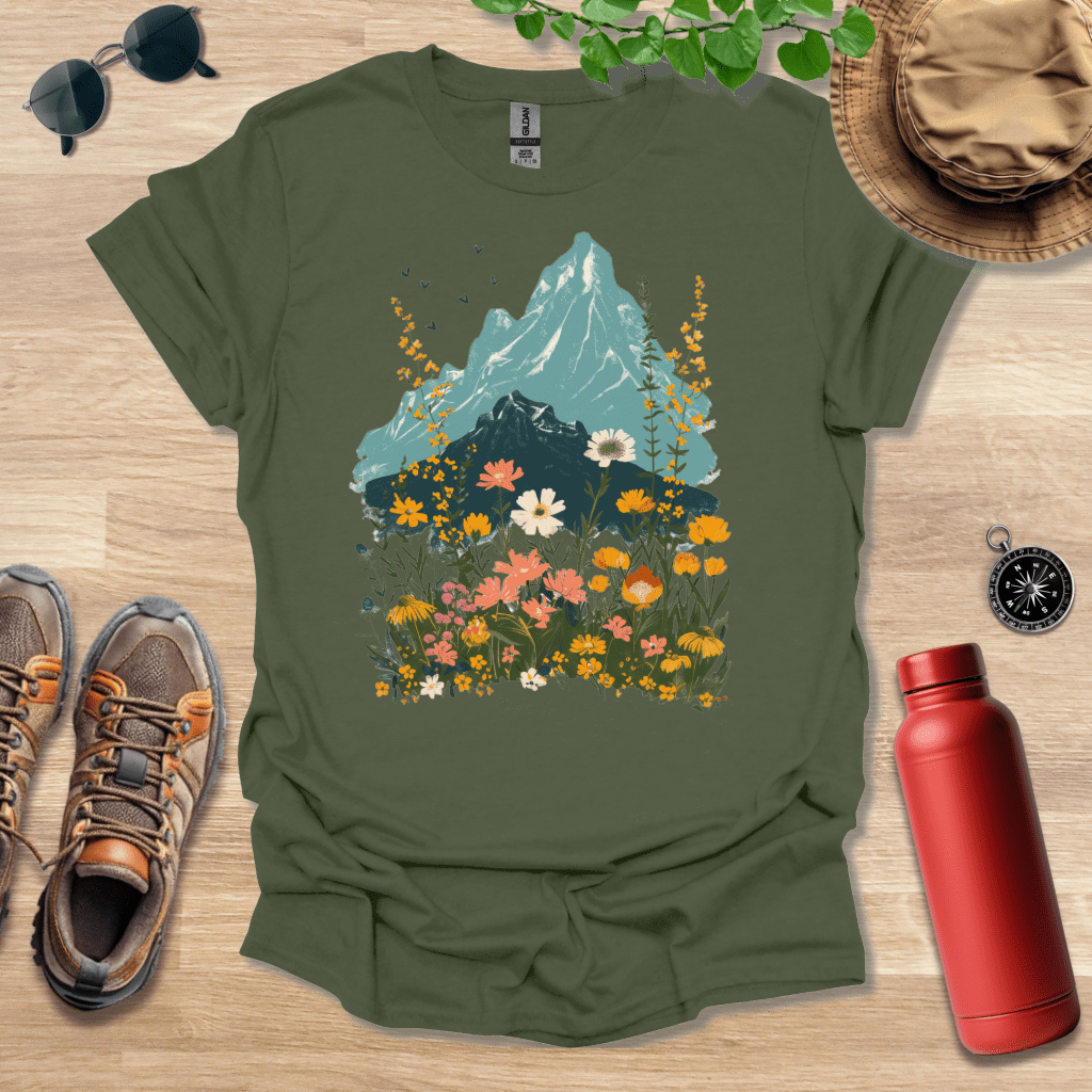 Serene Mountain Flowers T-Shirt