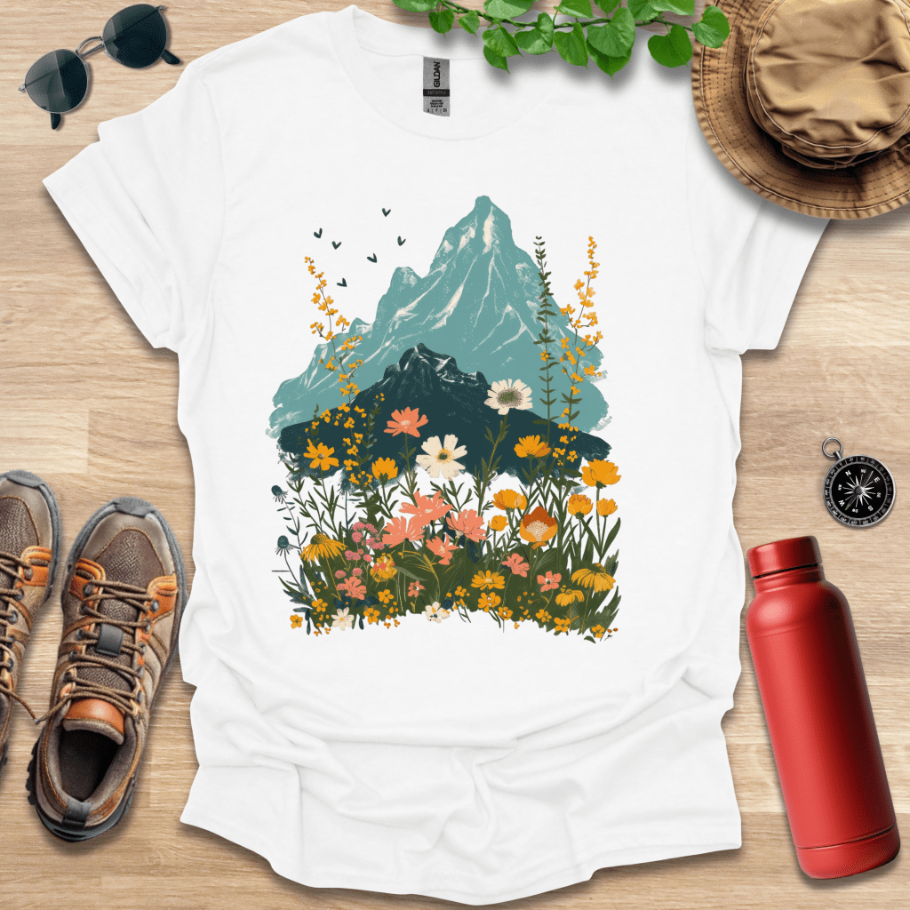 Serene Mountain Flowers T-Shirt