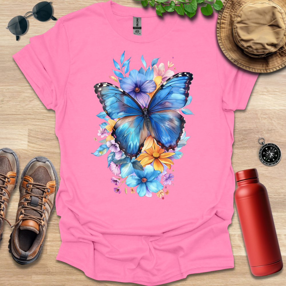 Blue Butterfly Bloom T-Shirt