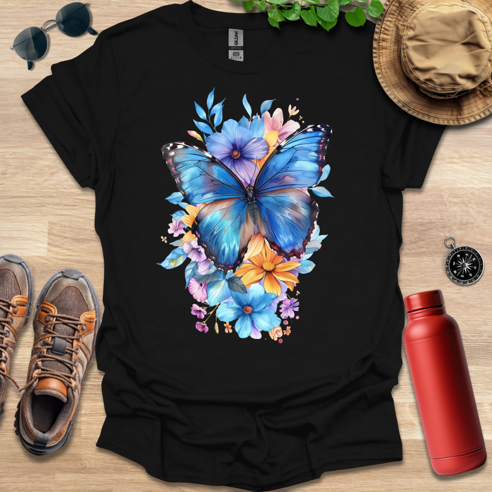 Blue Butterfly Bloom T-Shirt