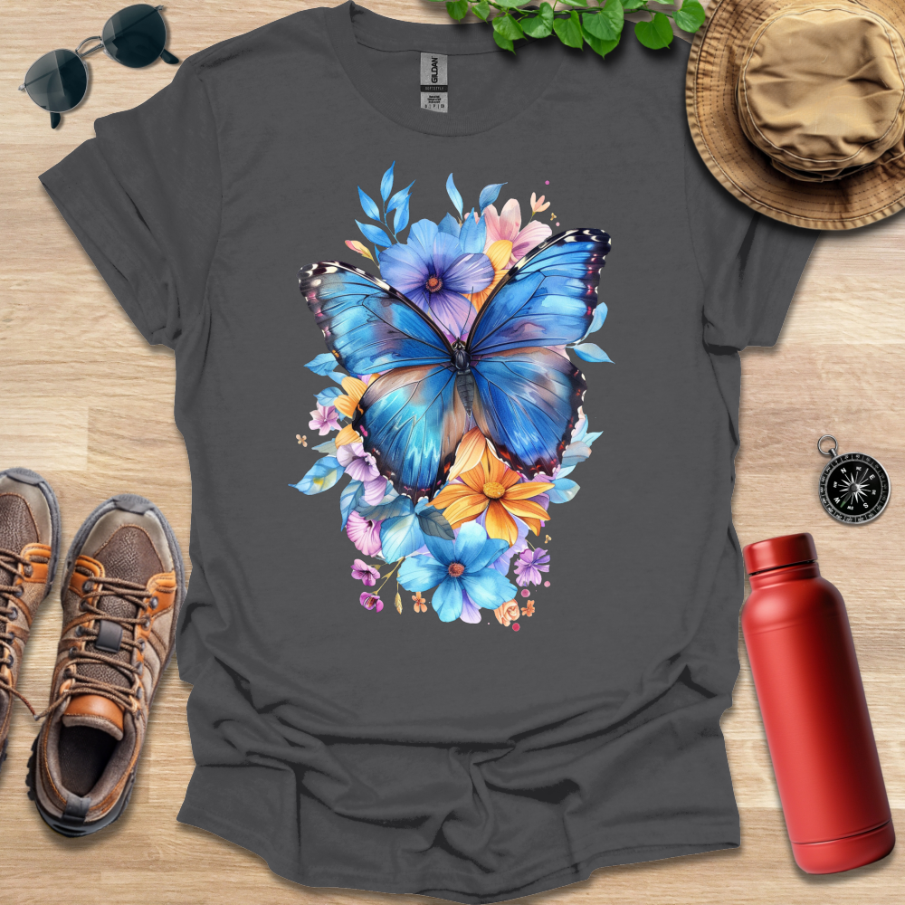 Blue Butterfly Bloom T-Shirt