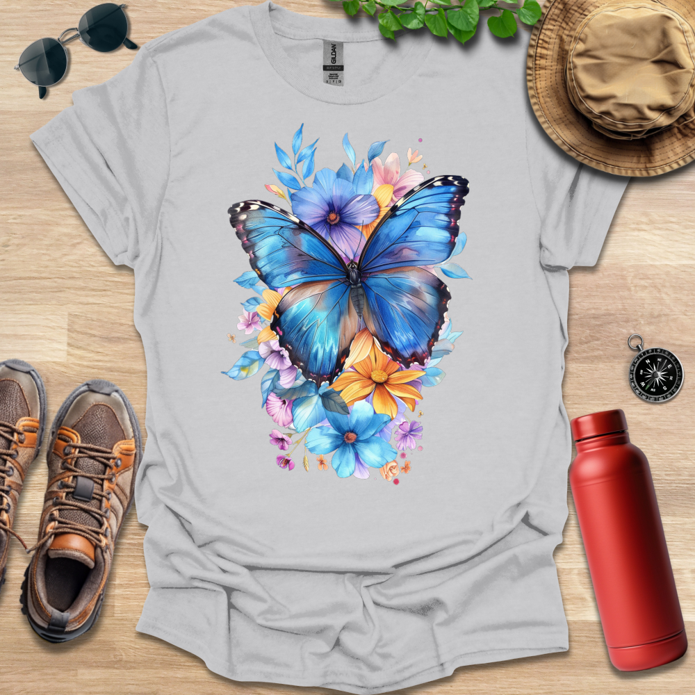 Blue Butterfly Bloom T-Shirt