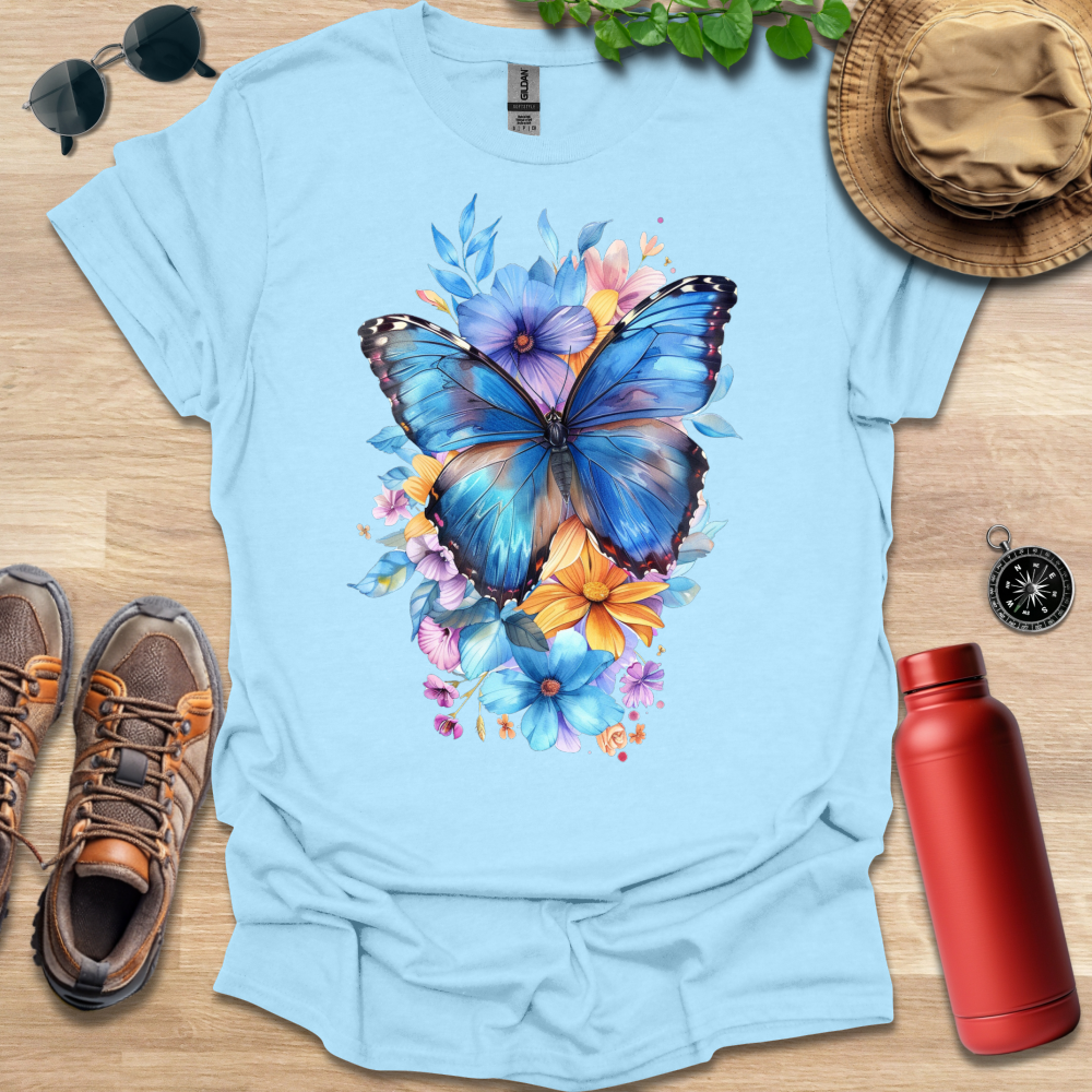 Blue Butterfly Bloom T-Shirt