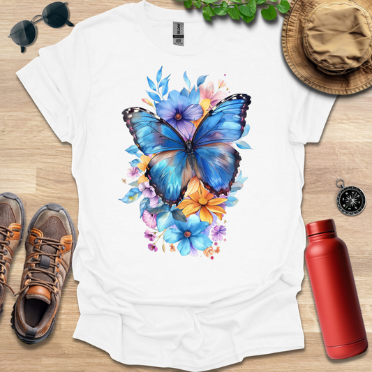 Blue Butterfly Bloom T-Shirt