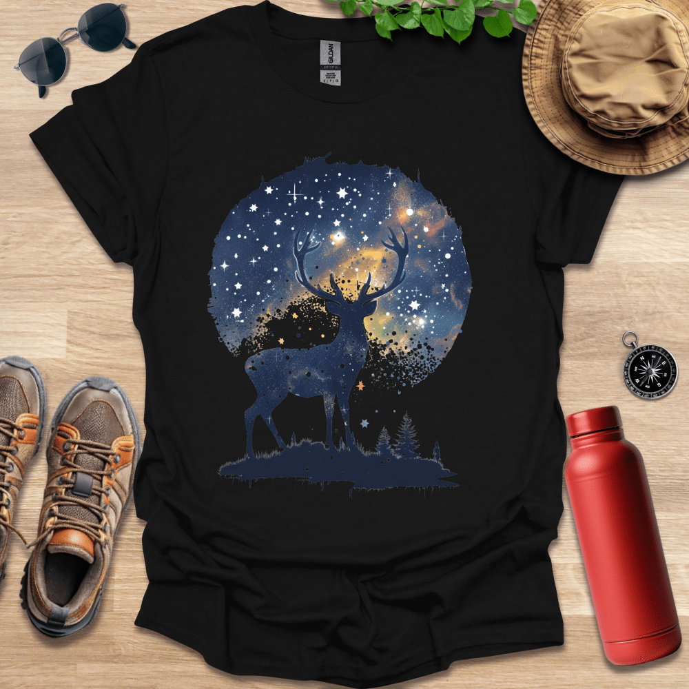 Celestial Nightscape Deer T-Shirt