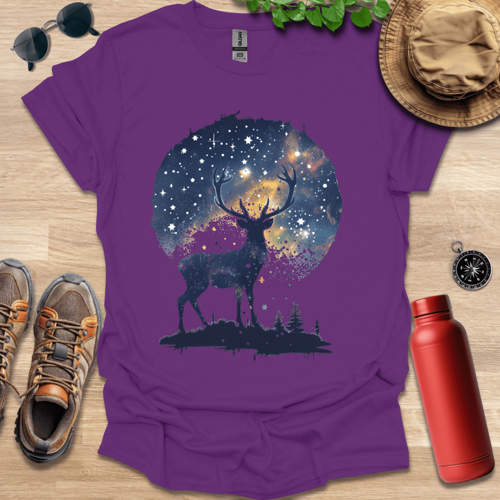 Celestial Nightscape Deer T-Shirt