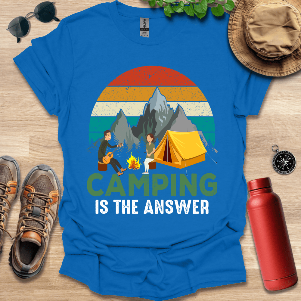 a t - shirt that says camping is the answer