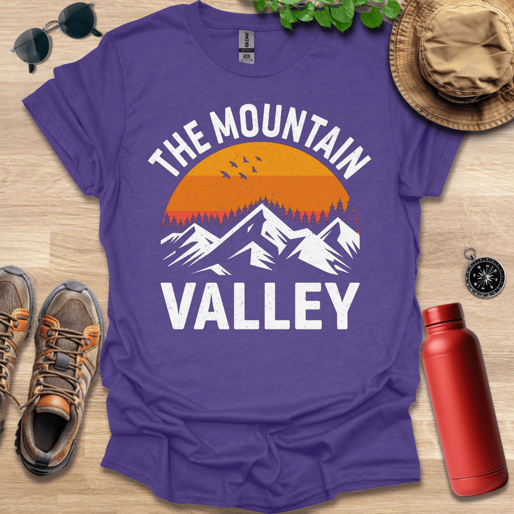 a purple shirt with the words the mountain valley on it